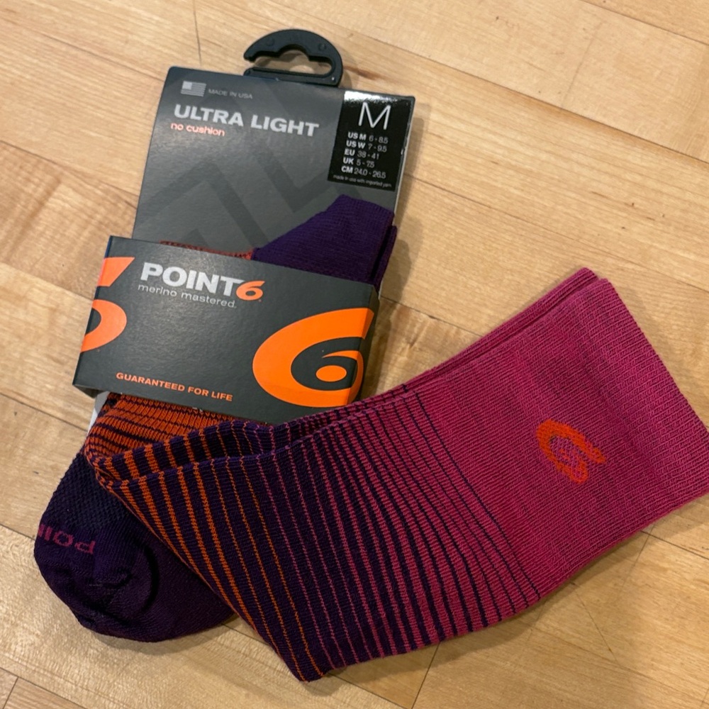 Ultra Light No Cushion Athletic Ski Socks - Purple and Pink